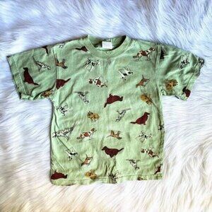 Rebel Kids Boys Sz 6 Green Dog Print T-Shirt Cotton Tee Shirt Top